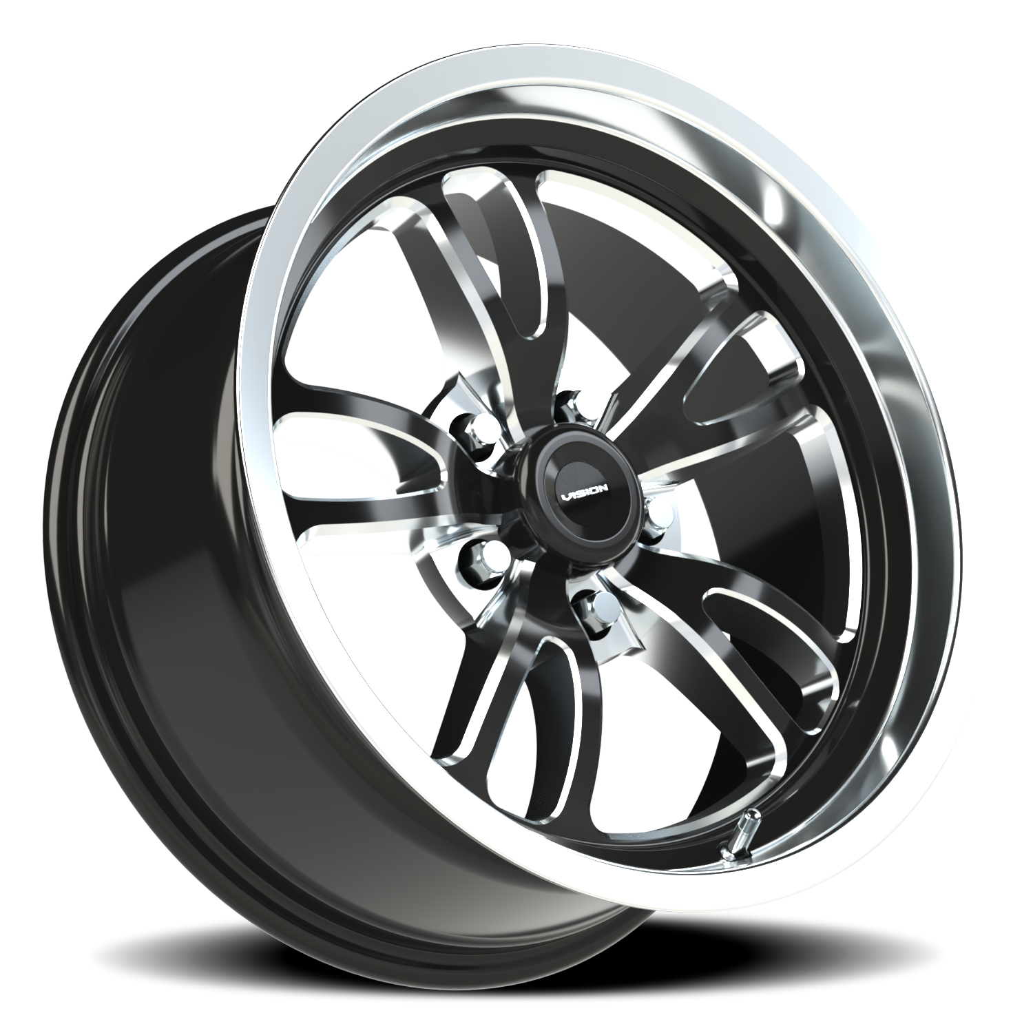 Vision Wheel 149 Gloss Black Milled Spoke Polished Lip 17x8 0 5x114.3mm 83.1mm - Wheelwiz