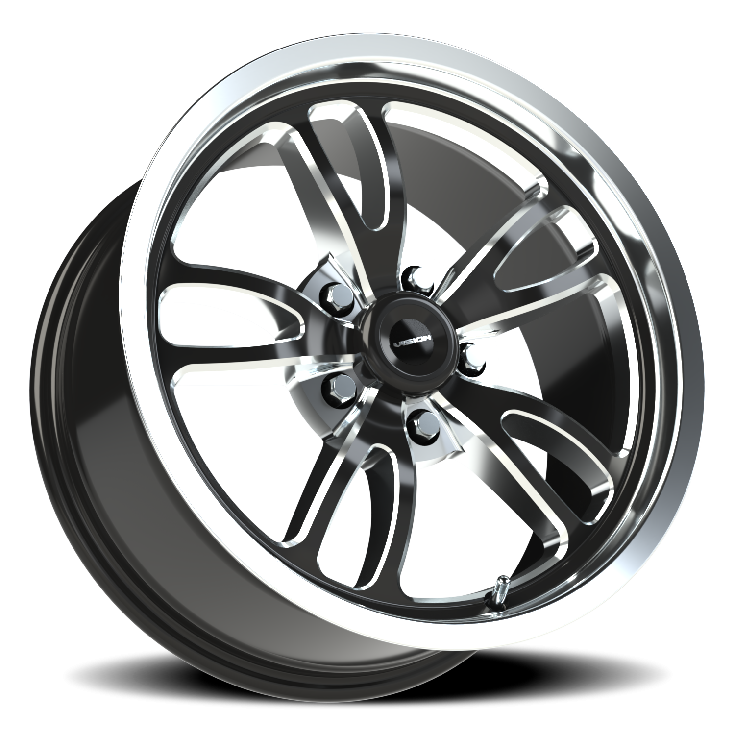 Vision Wheel 149 Gloss Black Milled Spoke Polished Lip 17x8 +25 5x114.3mm 83.1mm - Wheelwiz