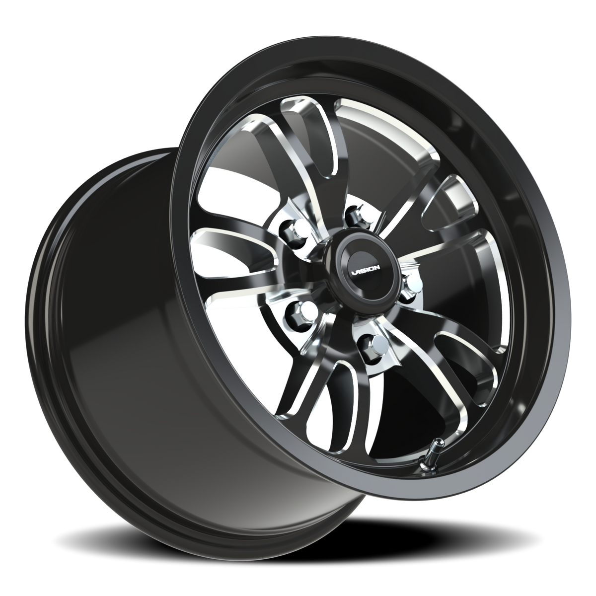 Vision Wheel 149 Gloss Black Milled Spoke 15x10 +51 5x114.3mm 83.1mm - Wheelwiz