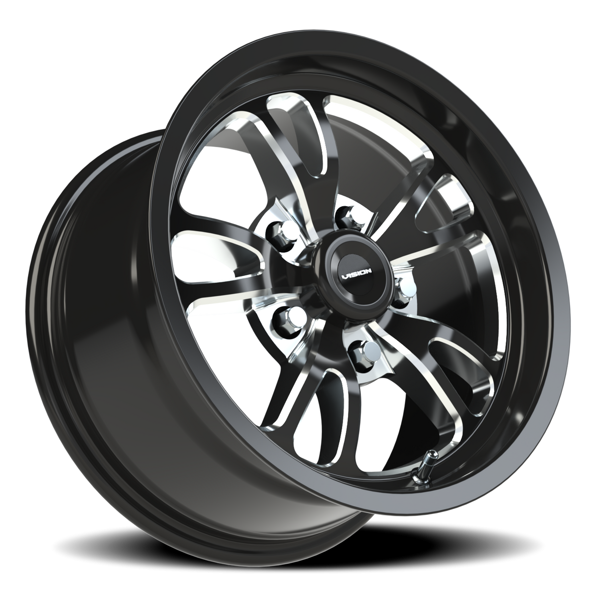 Vision Wheel 149 Gloss Black Milled Spoke 15x8 +27 5x114.3mm 83.1mm - Wheelwiz