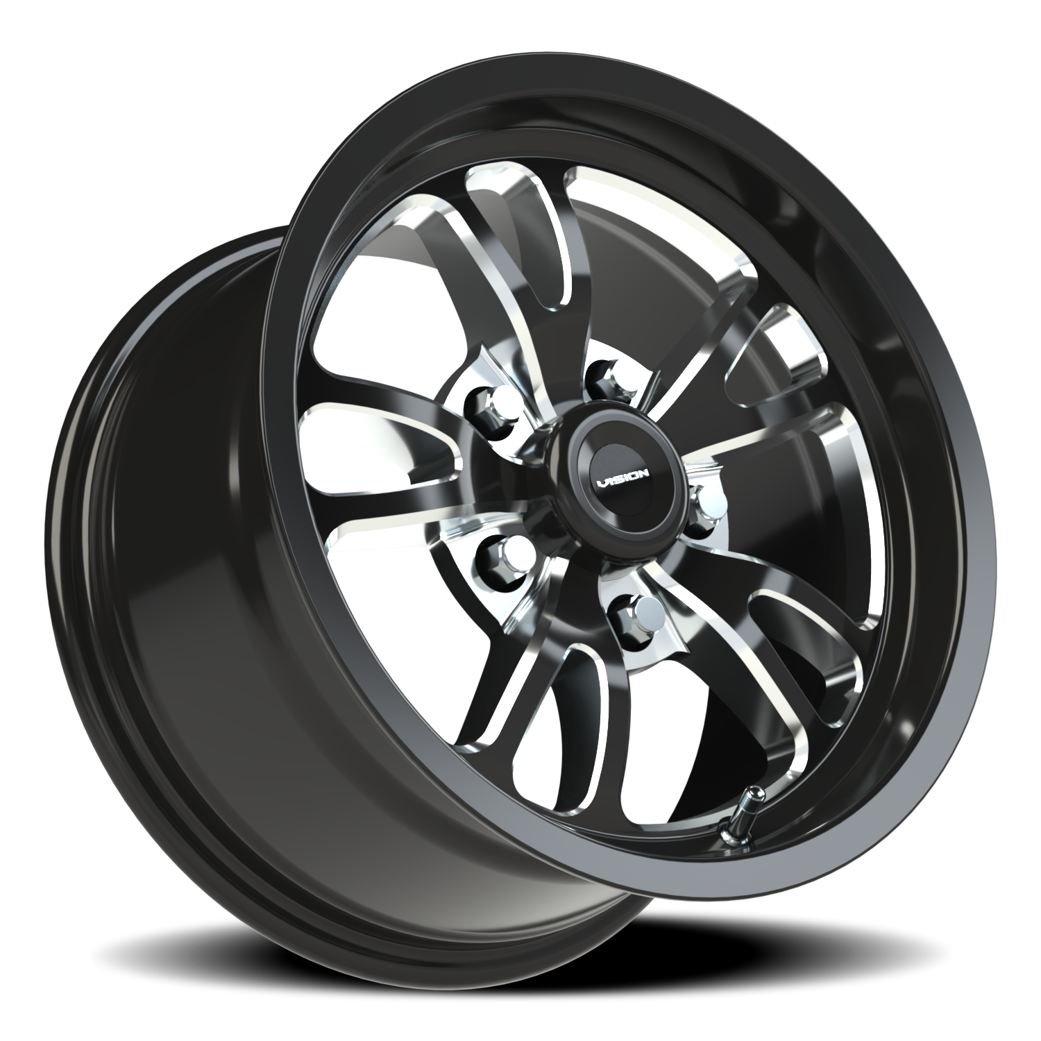 Vision Wheel 149 Gloss Black Milled Spoke 15x8 +27 5x114.3mm 83.1mm - Wheelwiz