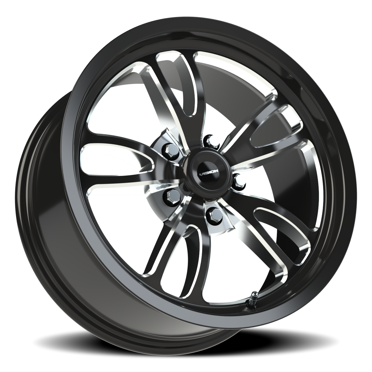 Vision Wheel 149 Gloss Black Milled Spoke 17x8 +25 5x114.3mm 83.1mm - Wheelwiz