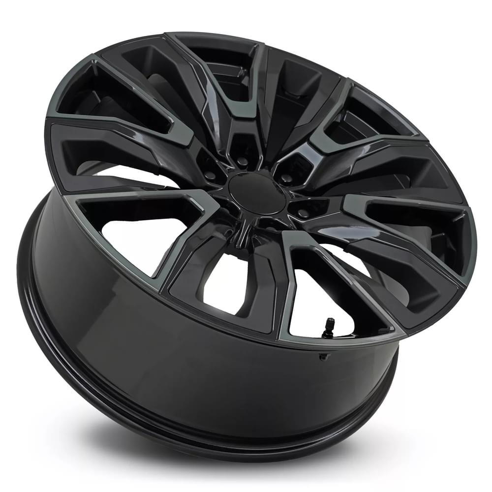Factory Reproductions FR 207 Gloss Black Machine Face W/Dark Tint And Satin Black Inserts 22x9 +28 6x139.7mm 78.1mm