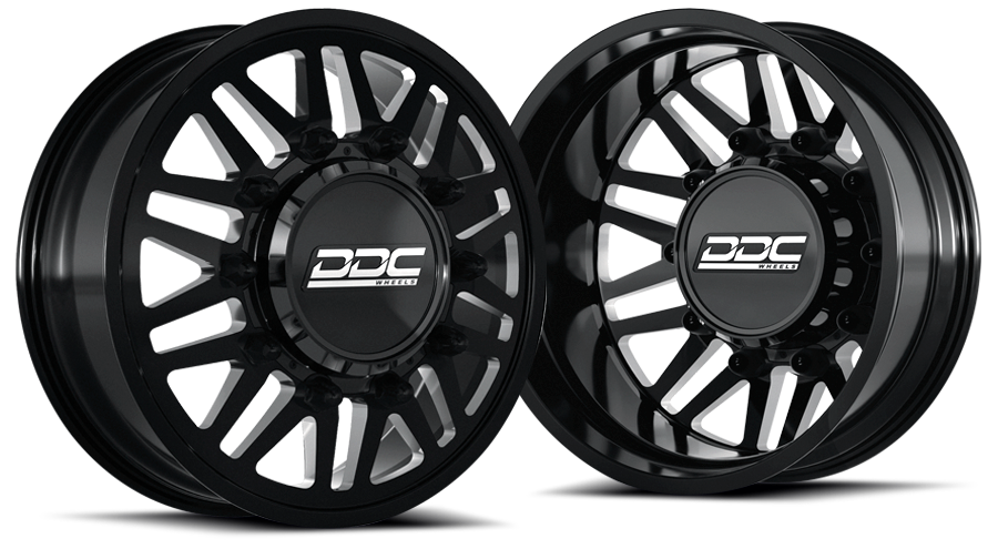 RAM Dually Wheel Kit 94-18 RAM 92-10 GM Aftermath Black/Milled 20X8.25 8X165 12.50