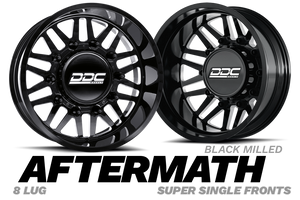 DDC Aftermath Black/Mill 22x8.25 8x210 SS Fronts For 11-25 Silverado/Sierra 3500 DDC Wheels