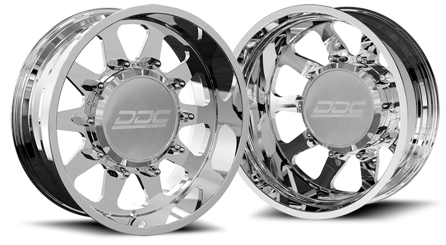 DDC The Ten Forged 22x8.25 10x225 Polished SS Fronts 05-10 Ford 15-25 F-450/F-550 Dodge Ram 08-25 4500/5500 DDC Wheels