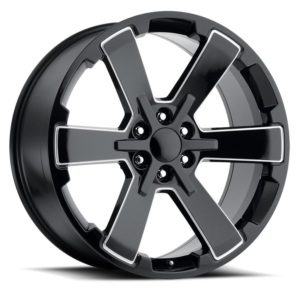 Factory Reproductions FR 45 Gloss Black Ball Milled 22x9 +24 6x139.7mm 78.1mm