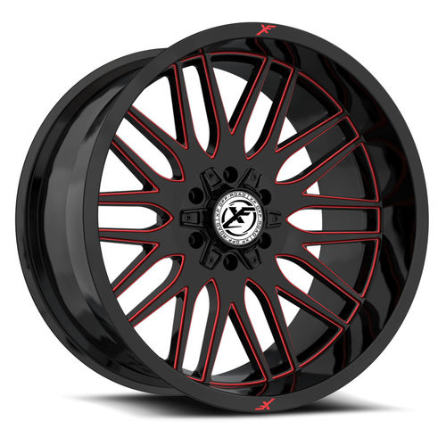 XF Off-Road XF-240 Gloss Black Milled Red 18x9 0 6x135|6x139.7mm 106.4mm - Wheelwiz