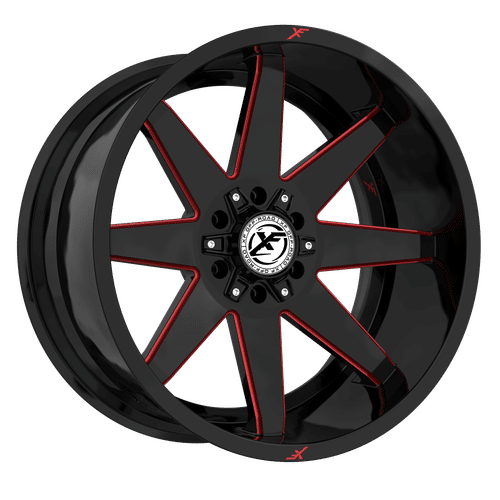 XF Off-Road XF-236 Gloss Black Milled Red 20x10 -12 6x135|6x139.7mm 106.4mm - Wheelwiz