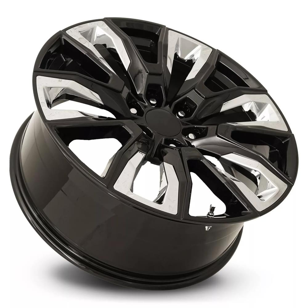Factory Reproductions FR 207 Gloss Black With Chrome Inserts 24x10 +31 6x139.7mm 78.1mm