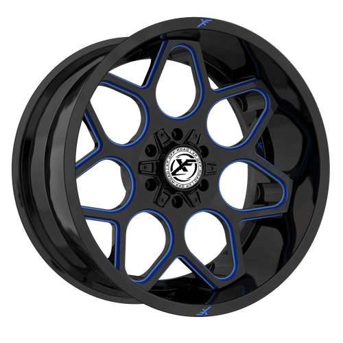 XF Off-Road XF-233 Gloss Black Milled Blue 20x9 +12 6x135|6x139.7mm 106.4mm - Wheelwiz
