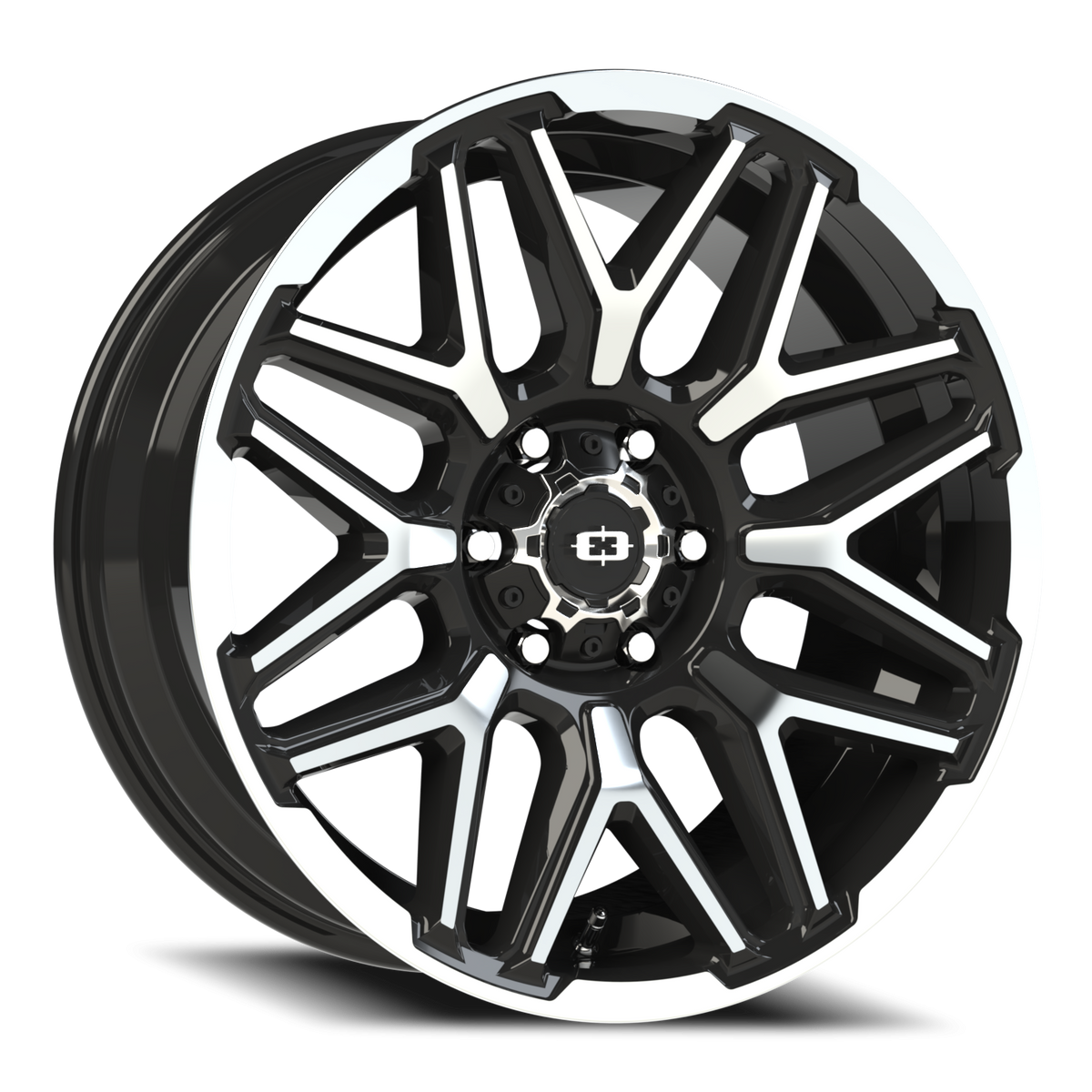 Vision Wheel 305 Gloss Black Machined Face and Lip 20x9 -12 6x139.7mm 106.2mm - Wheelwiz