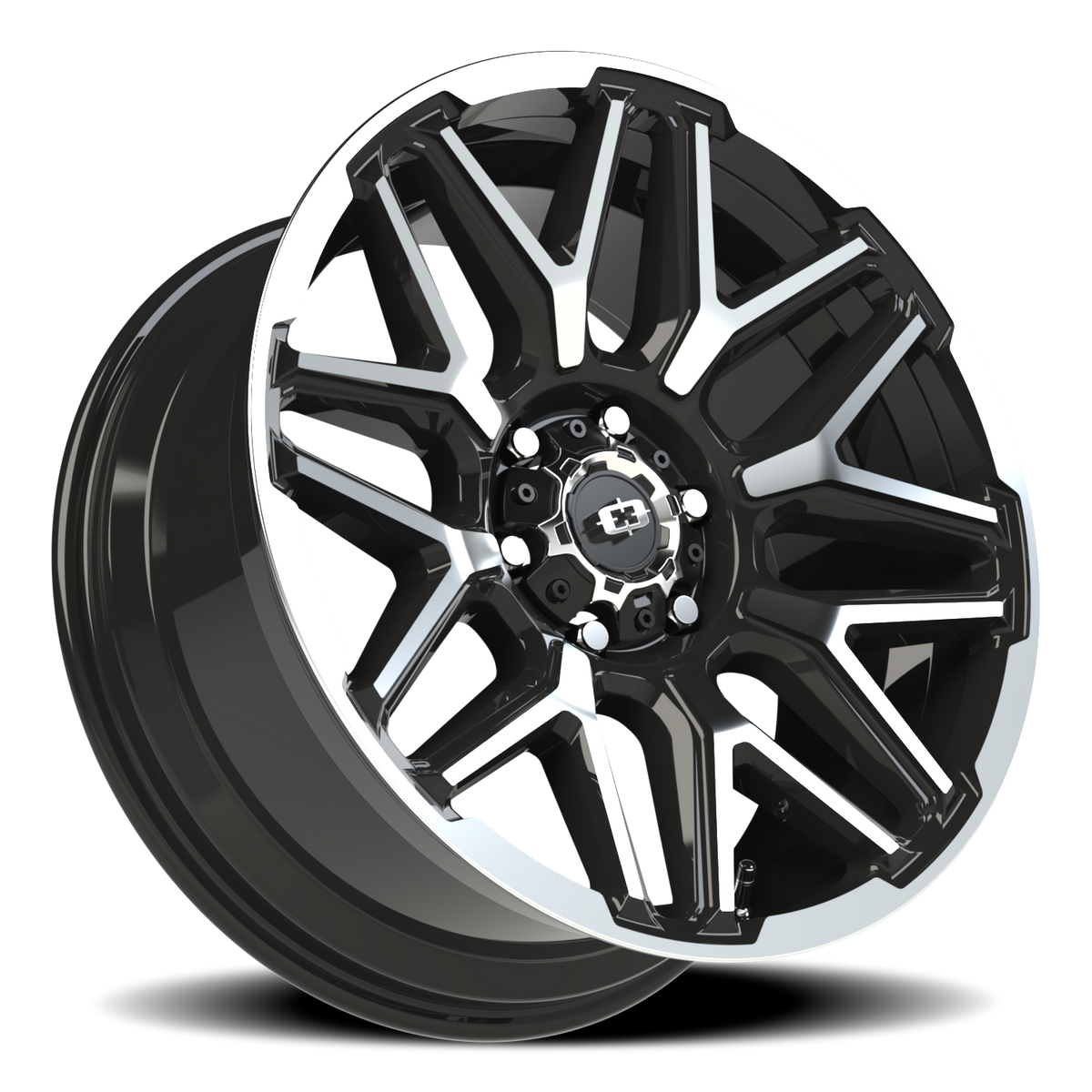 Vision Wheel 305 Gloss Black Machined Face and Lip 20x9 +12 6x139.7mm 106.2mm - Wheelwiz