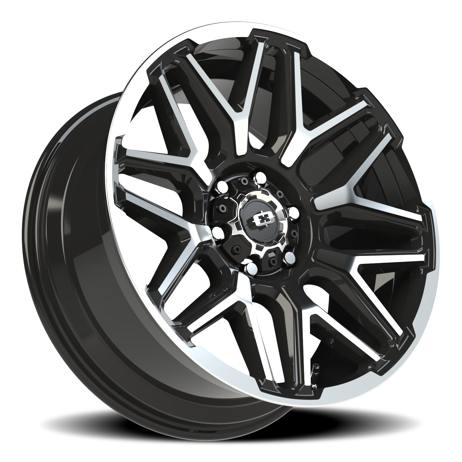 Vision Wheel 305 Gloss Black Machined Face and Lip 20x9 +12 6x139.7mm 106.2mm - Wheelwiz