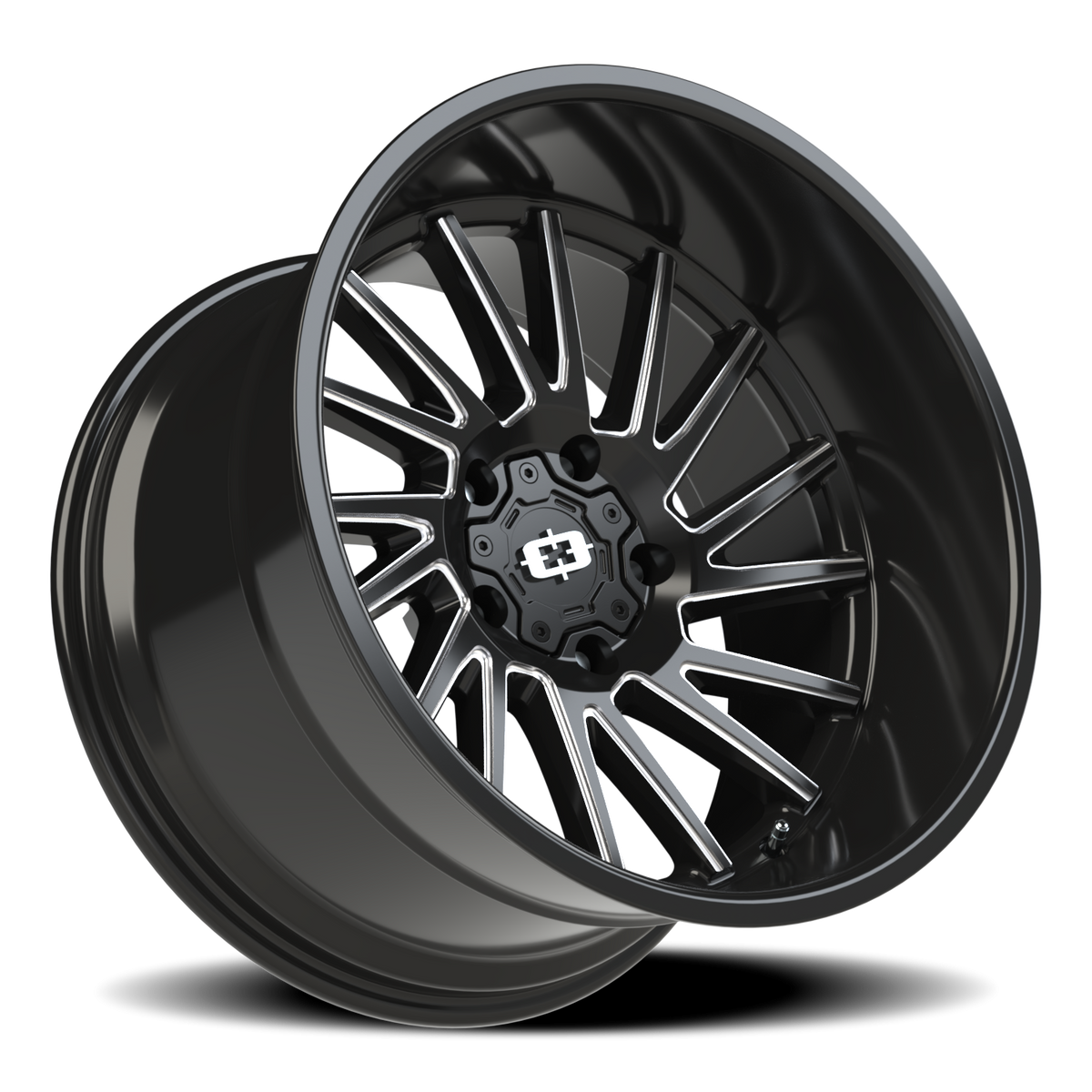 Vision Wheel 306 Gloss Black Milled Spoke 20x12 -51 5x139.7mm 108mm - Wheelwiz