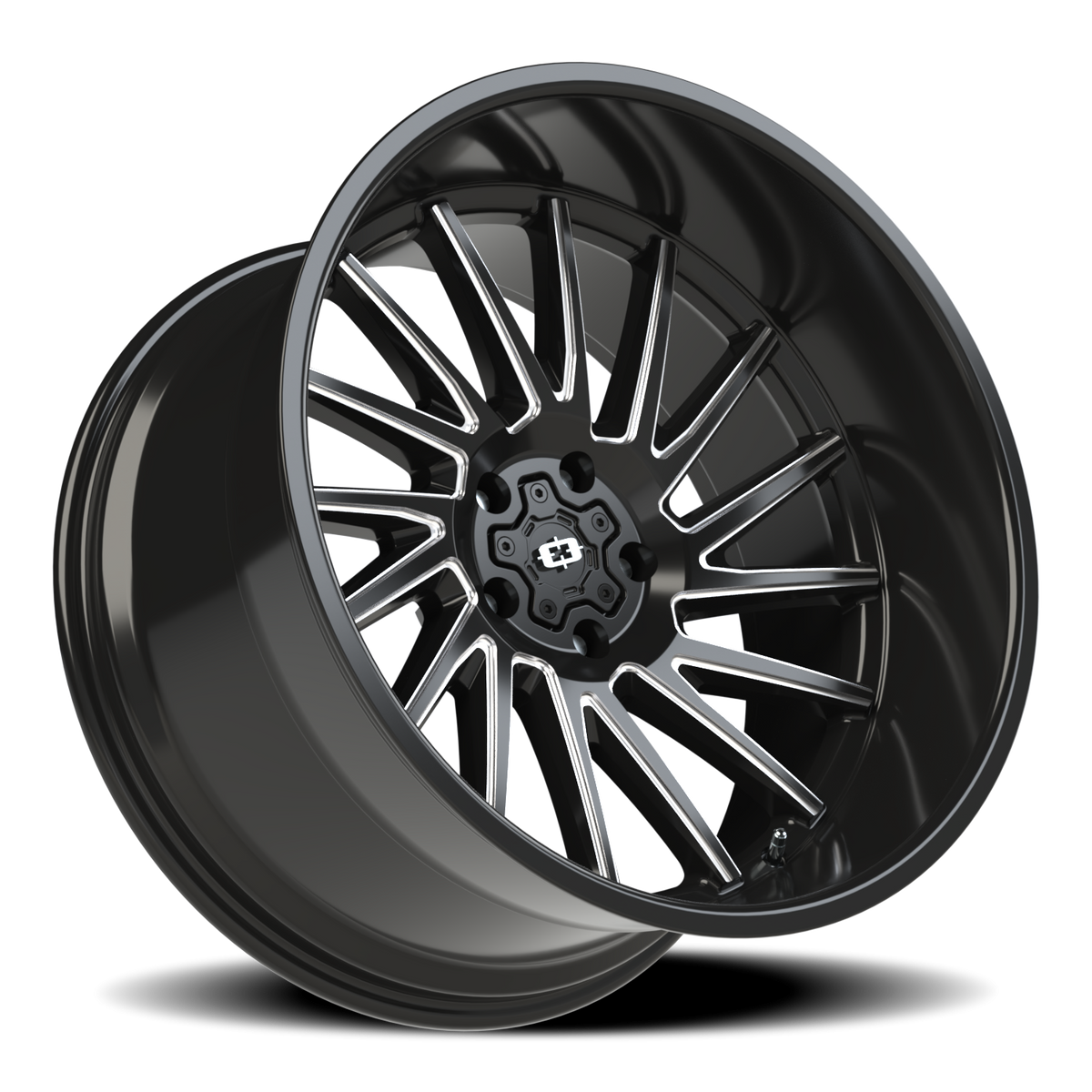 Vision Wheel 306 Gloss Black Milled Spoke 22x12 -51 5x127mm 78.1mm - Wheelwiz