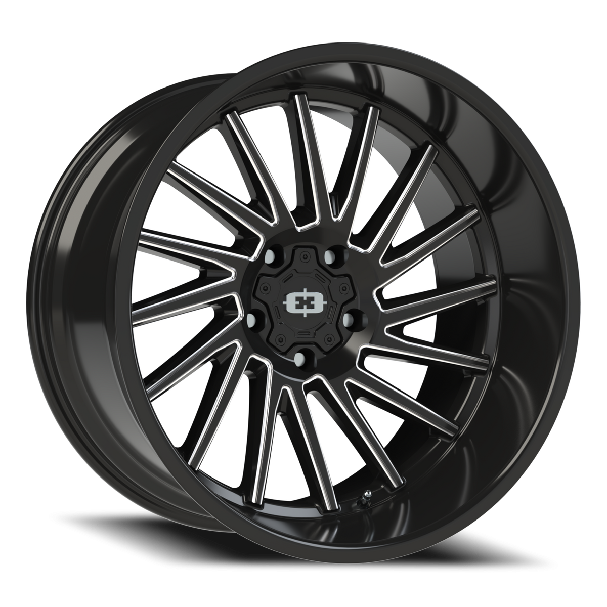 Vision Wheel 306 Gloss Black Milled Spoke 22x12 -51 5x139.7mm 108mm - Wheelwiz