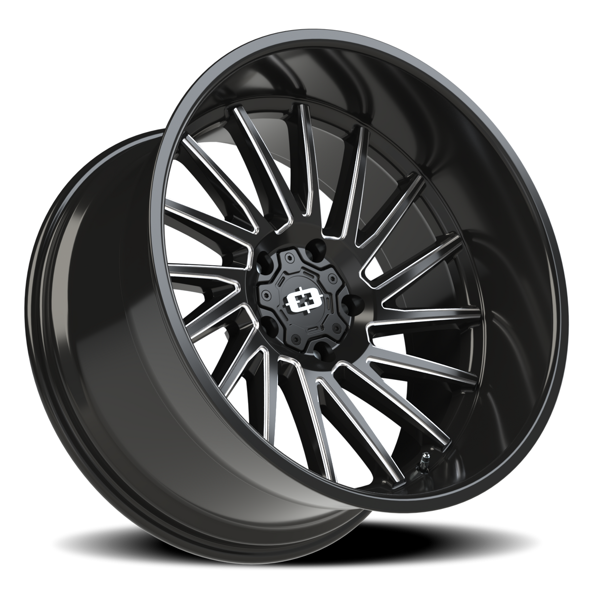 Vision Wheel 306 Gloss Black Milled Spoke 22x12 -51 5x139.7mm 108mm - Wheelwiz