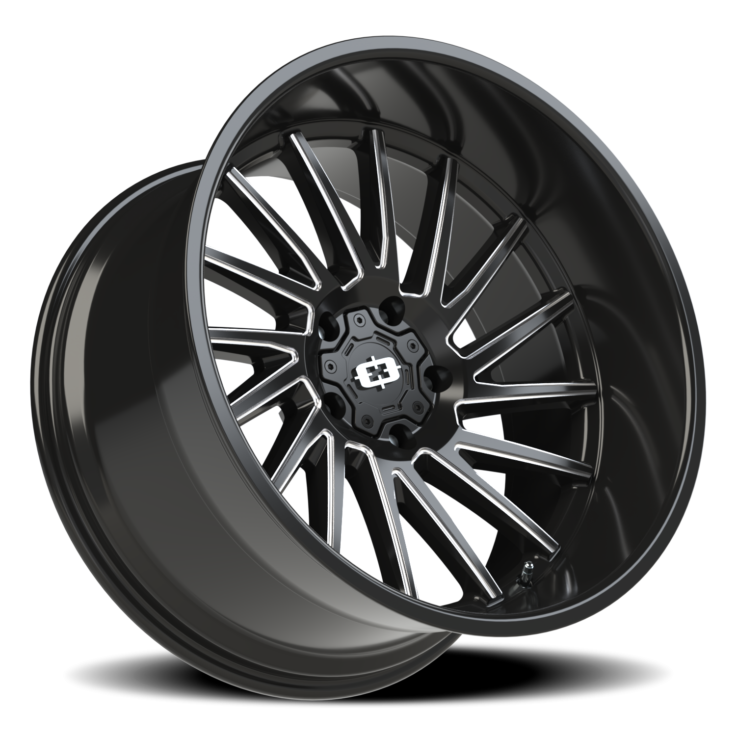 Vision Wheel 306 Gloss Black Milled Spoke 22x12 -51 5x139.7mm 108mm - Wheelwiz