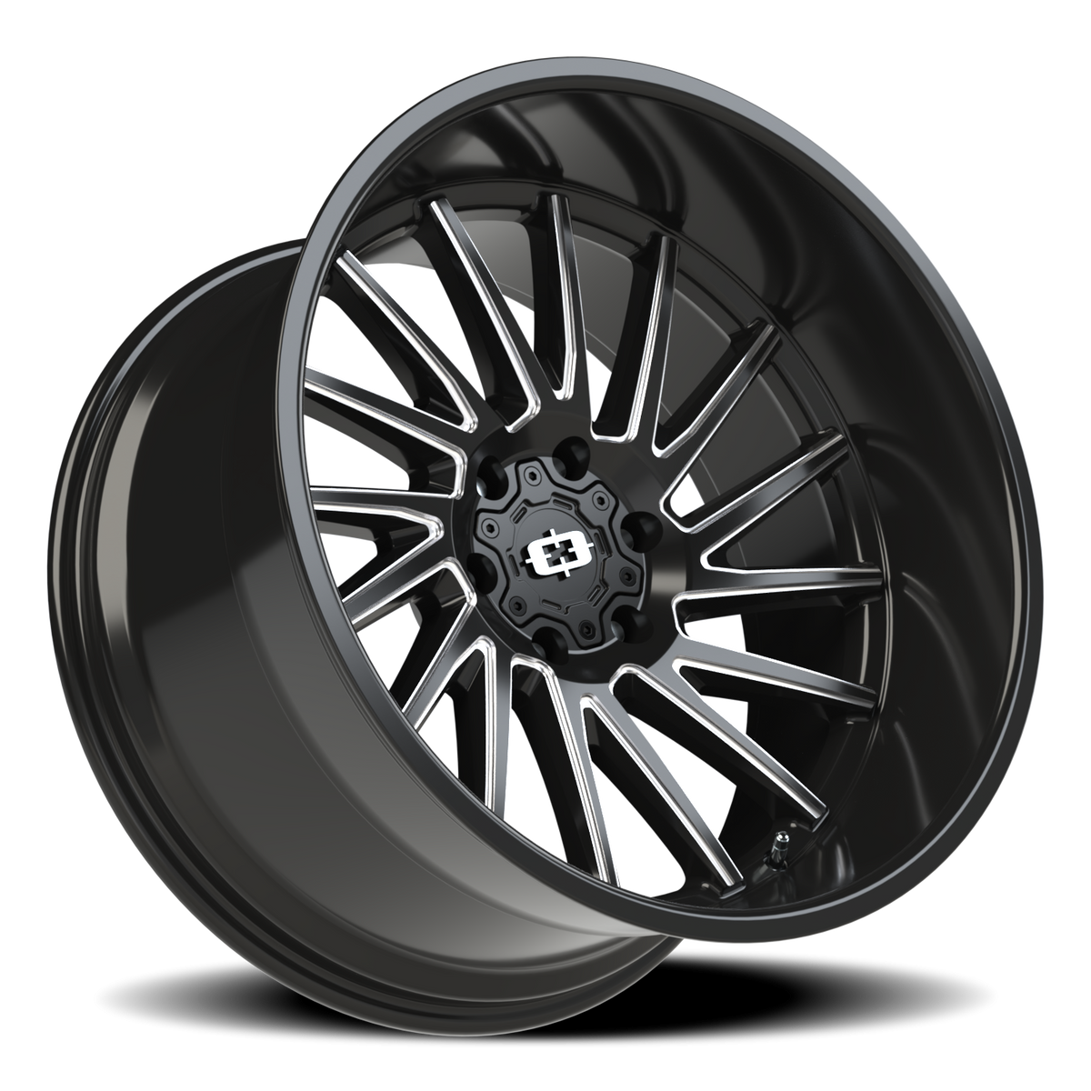 Vision Wheel 306 Gloss Black Milled Spoke 22x12 -51 6x139.7mm 106.2mm - Wheelwiz