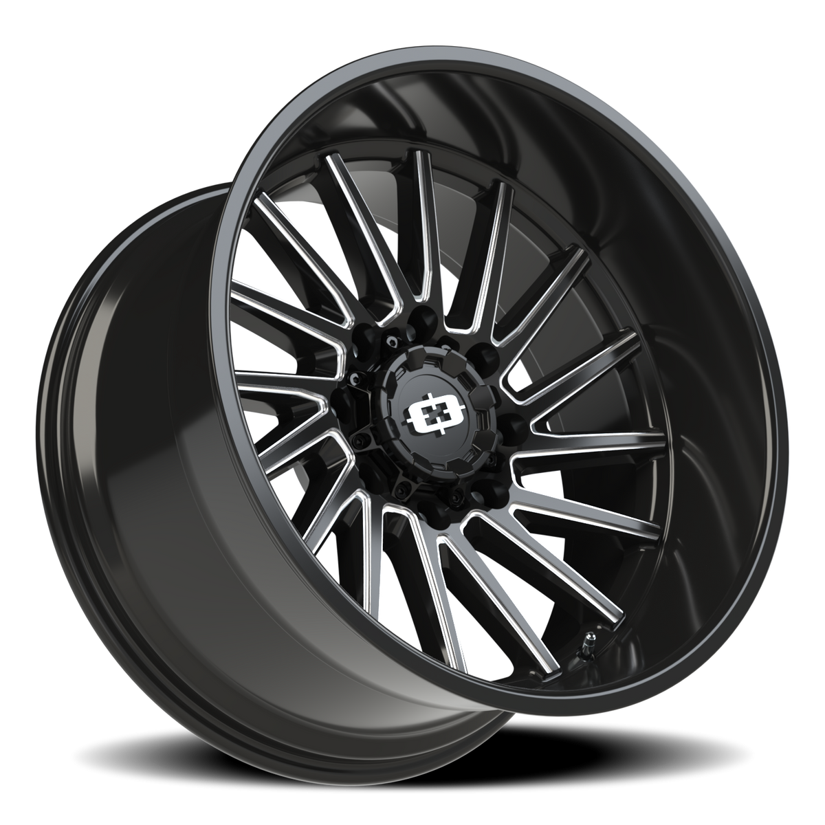 Vision Wheel 306 Gloss Black Milled Spoke 22x12 -51 8x165.1mm 125.2mm - Wheelwiz