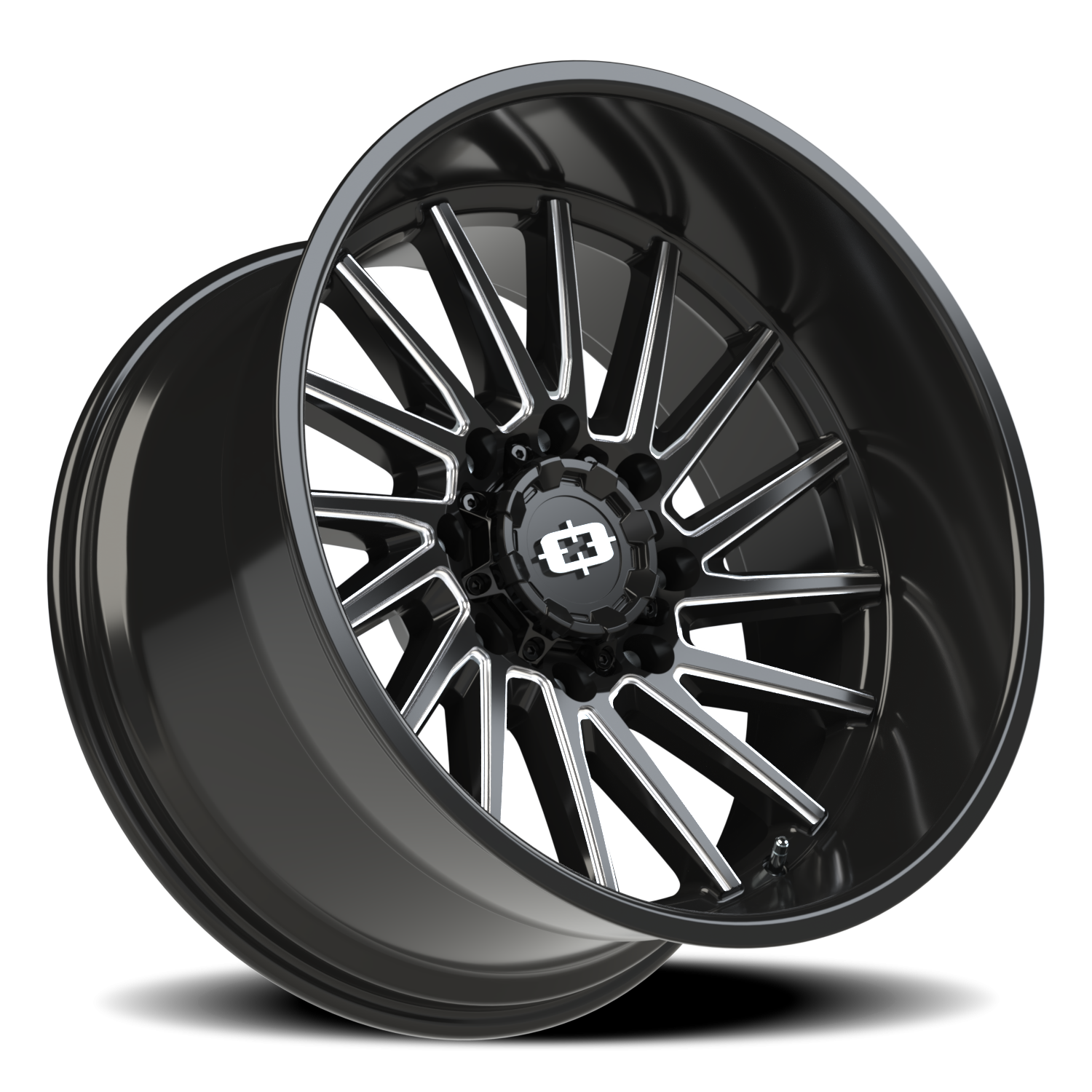 Vision Wheel 306 Gloss Black Milled Spoke 22x12 -51 8x165.1mm 125.2mm - Wheelwiz