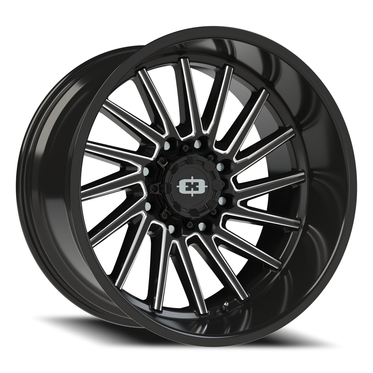 Vision Wheel 306 Gloss Black Milled Spoke 22x12 -51 8x180mm 124.2mm - Wheelwiz