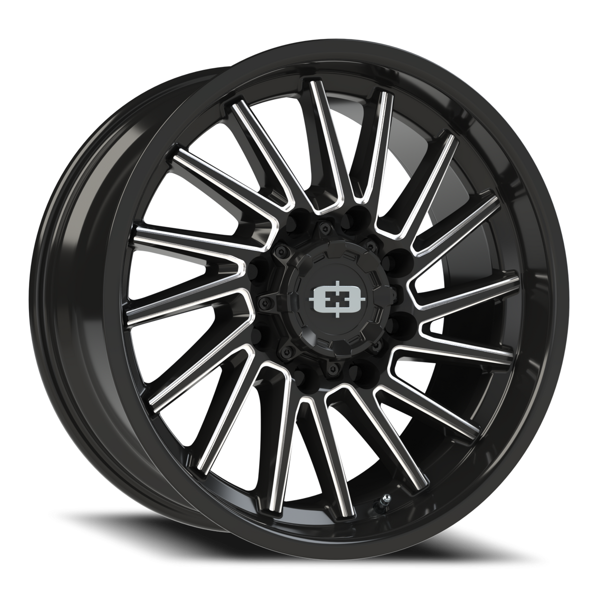 Vision Wheel 306 Gloss Black Milled Spoke 20x9 +12 8x180mm 124.2mm - Wheelwiz