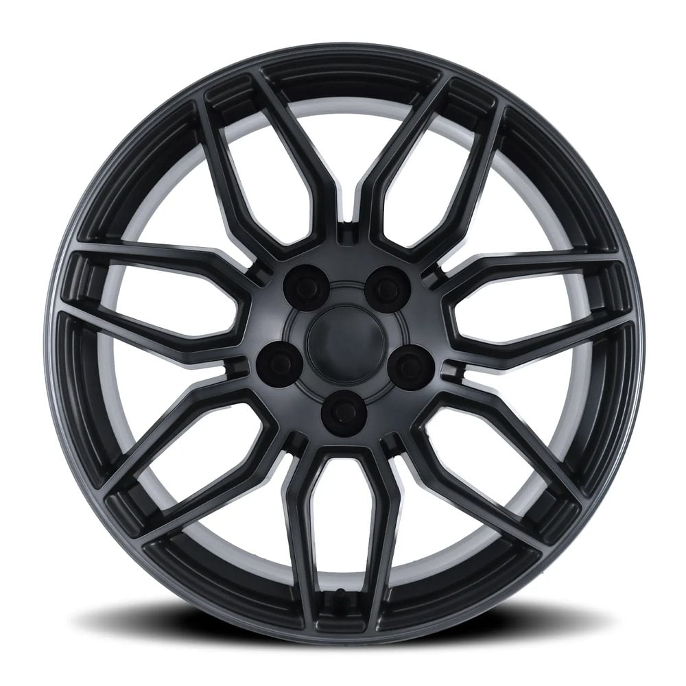Factory Reproductions FR 401 Satin Titanium Grey Machine Face Wdark Clr 19x8.5 +56 5x120.65mm 70.3mm