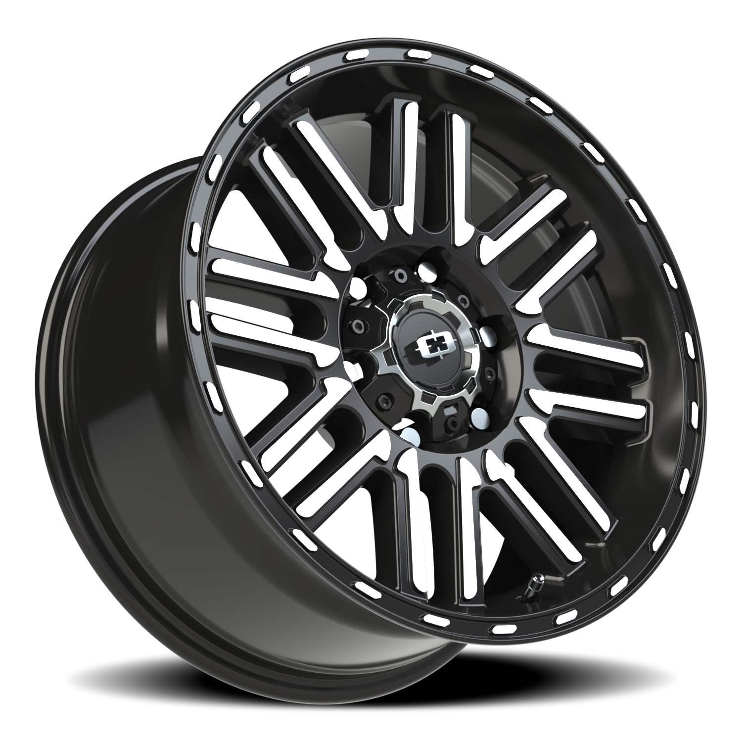 Vision Wheel 348 Gloss Black Machined Face 17x8.5 0 6x139.7mm 106.2mm - Wheelwiz