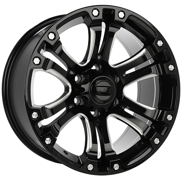 DAI CRUSHER Gloss Black - Milled Edge 17x9 +20 6x139.7mm 108.1mm - WheelWiz