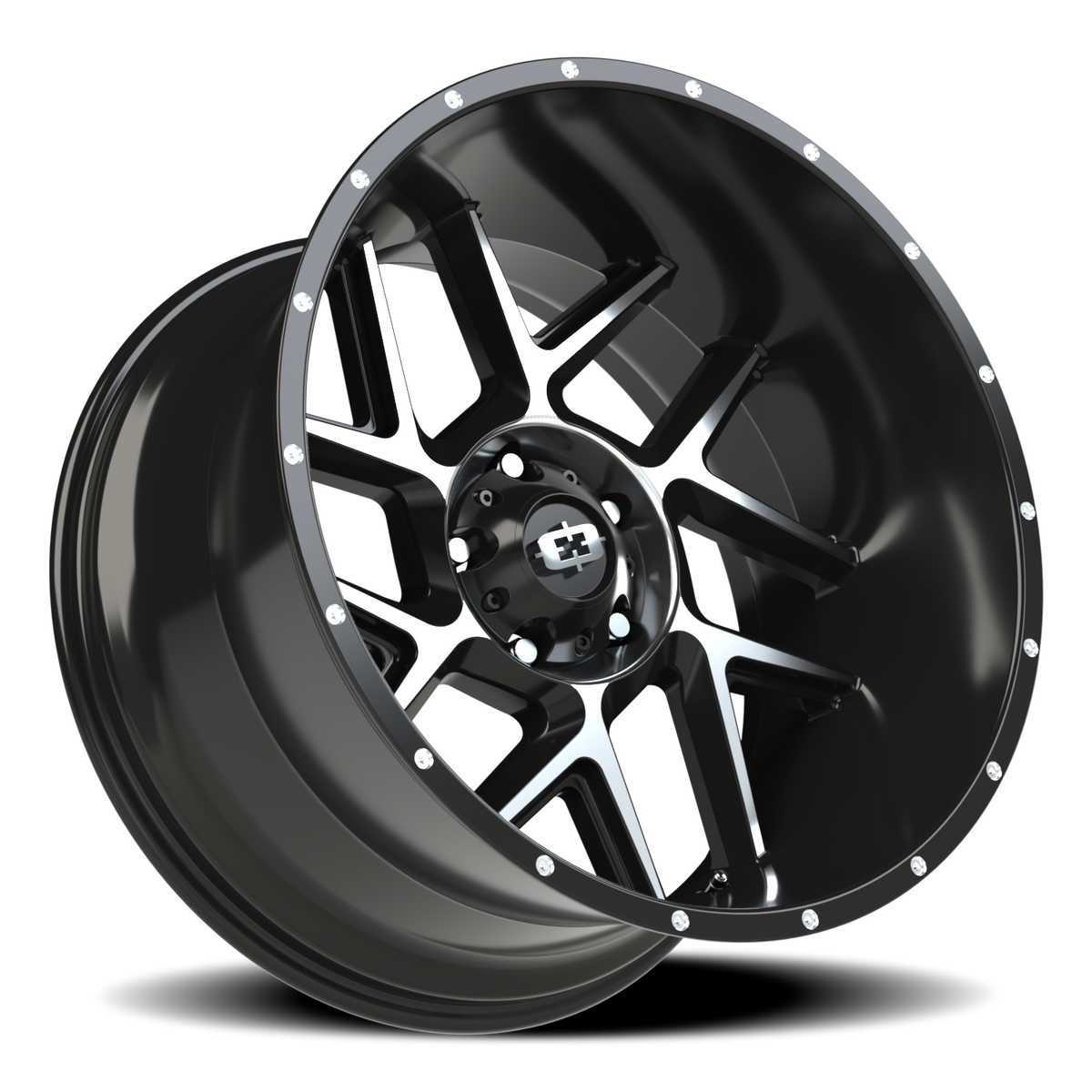 Vision Wheel 360 Gloss Black Machined Face 22x12 -51 5x139.7mm 108mm - Wheelwiz