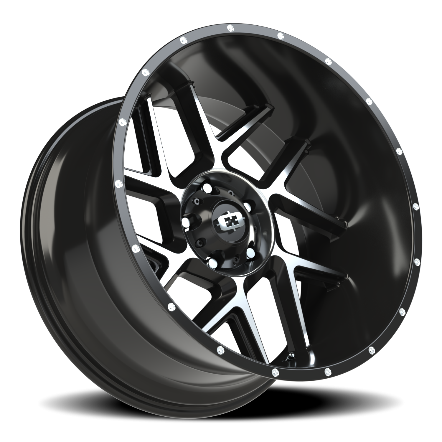 Vision Wheel 360 Gloss Black Machined Face 22x12 -51 5x139.7mm 108mm - Wheelwiz
