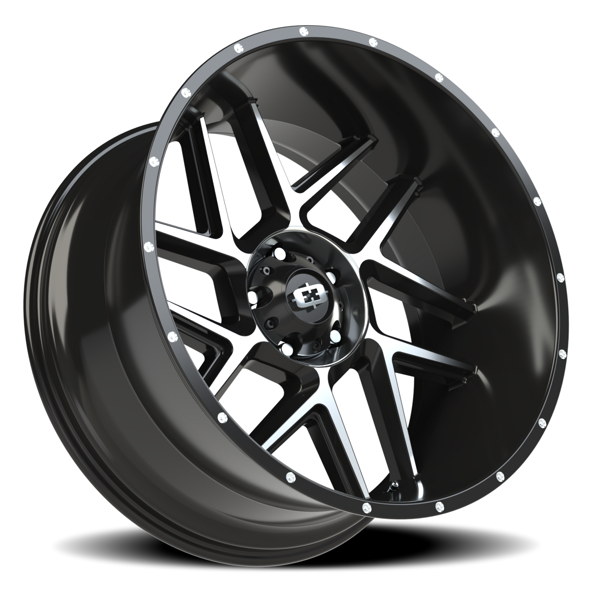 Vision Wheel 360 Gloss Black Machined Face 24x12 -51 5x139.7mm 108mm - Wheelwiz