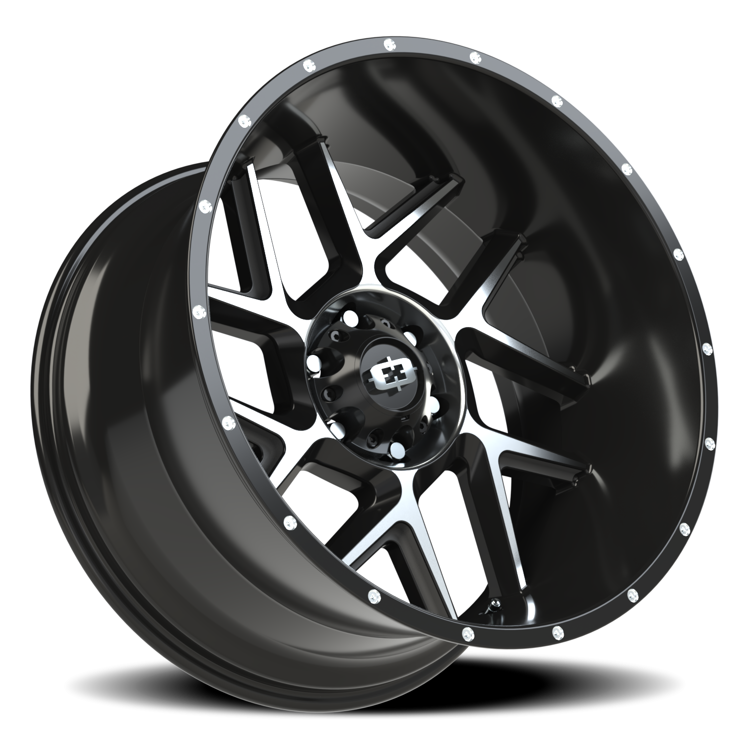 Vision Wheel 360 Gloss Black Machined Face 22x12 -57 6x139.7mm 106.2mm - Wheelwiz