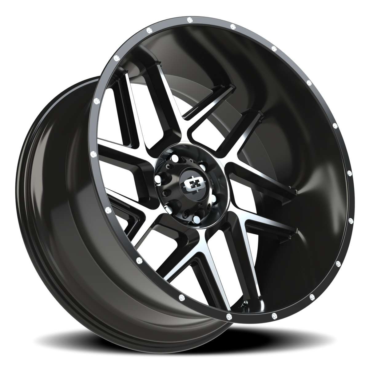 Vision Wheel 360 Gloss Black Machined Face 24x12 -57 6x139.7mm 106.2mm - Wheelwiz