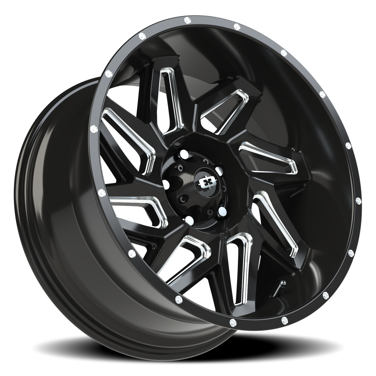 Vision Wheel 361 Gloss Black Milled Spoke 20x10 -25 5x127mm 78.1mm - Wheelwiz