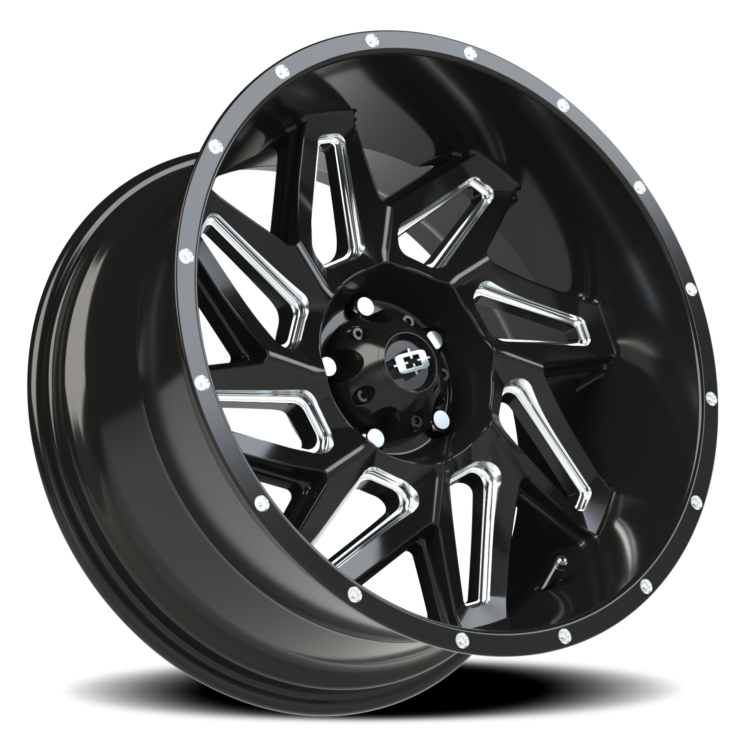 Vision Wheel 361 Gloss Black Milled Spoke 20x10 -25 5x127mm 78.1mm - Wheelwiz