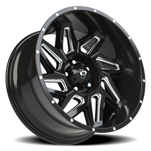 Vision Wheel 361 Gloss Black Milled Spoke 20x10 -25 5x127mm 78.1mm - Wheelwiz