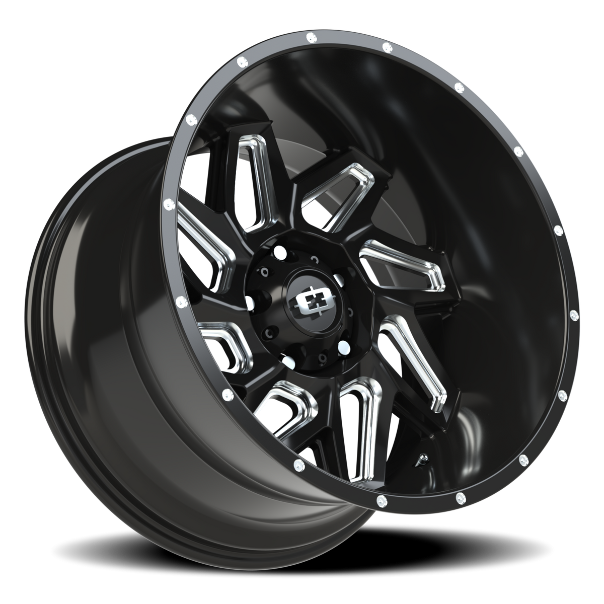 Vision Wheel 361 Gloss Black Milled Spoke 20x12 -51 5x139.7mm 108mm - Wheelwiz