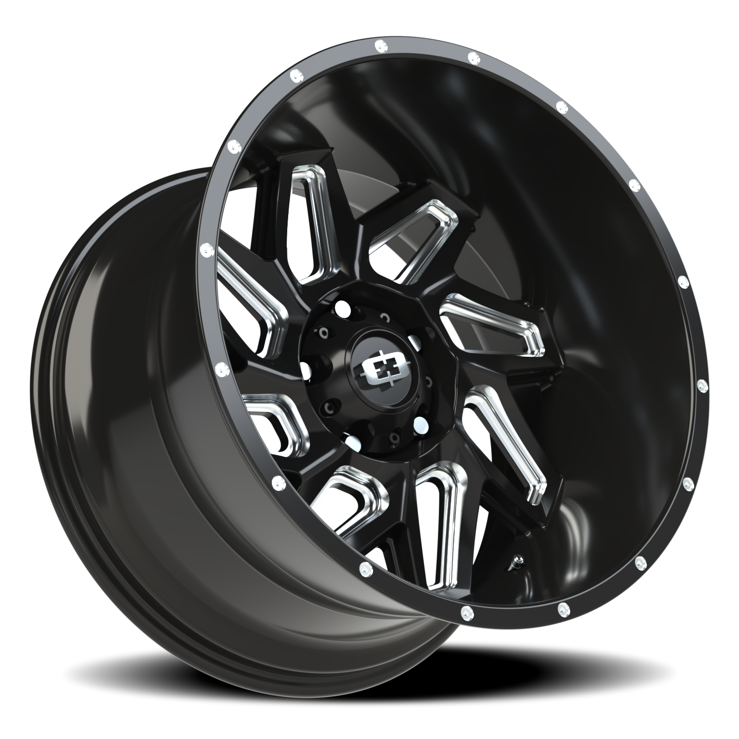 Vision Wheel 361 Gloss Black Milled Spoke 20x12 -51 5x139.7mm 108mm - Wheelwiz