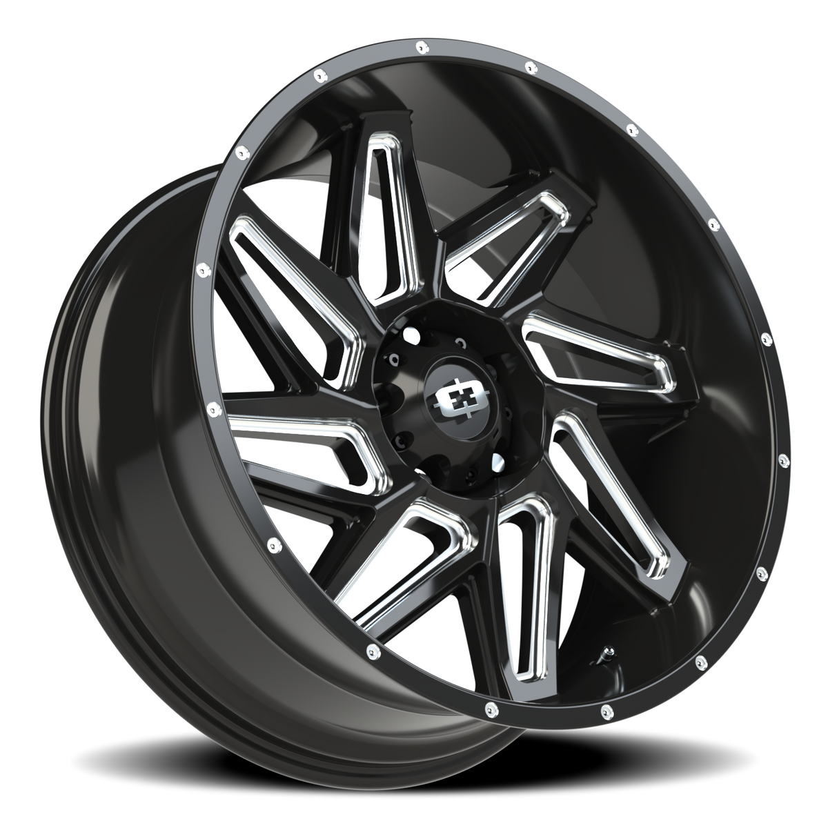 Vision Wheel 361 Gloss Black Milled Spoke 22x10 -19 5x139.7mm 108mm - Wheelwiz