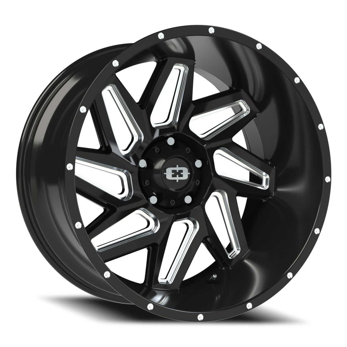 Vision Wheel 361 Gloss Black Milled Spoke 22x12 -51 5x139.7mm 108mm - Wheelwiz