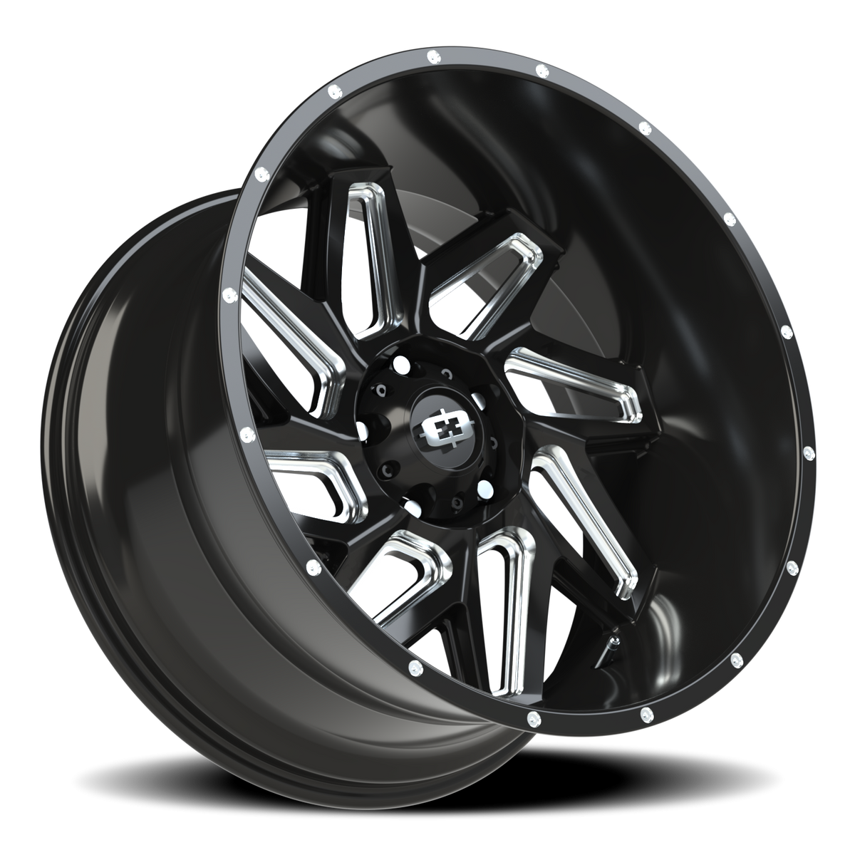 Vision Wheel 361 Gloss Black Milled Spoke 22x12 -51 5x139.7mm 108mm - Wheelwiz