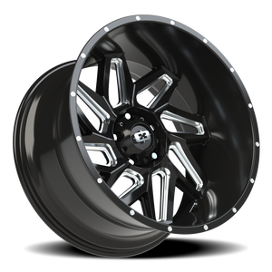 Vision Wheel 361 Gloss Black Milled Spoke 22x12 -51 5x139.7mm 108mm - Wheelwiz