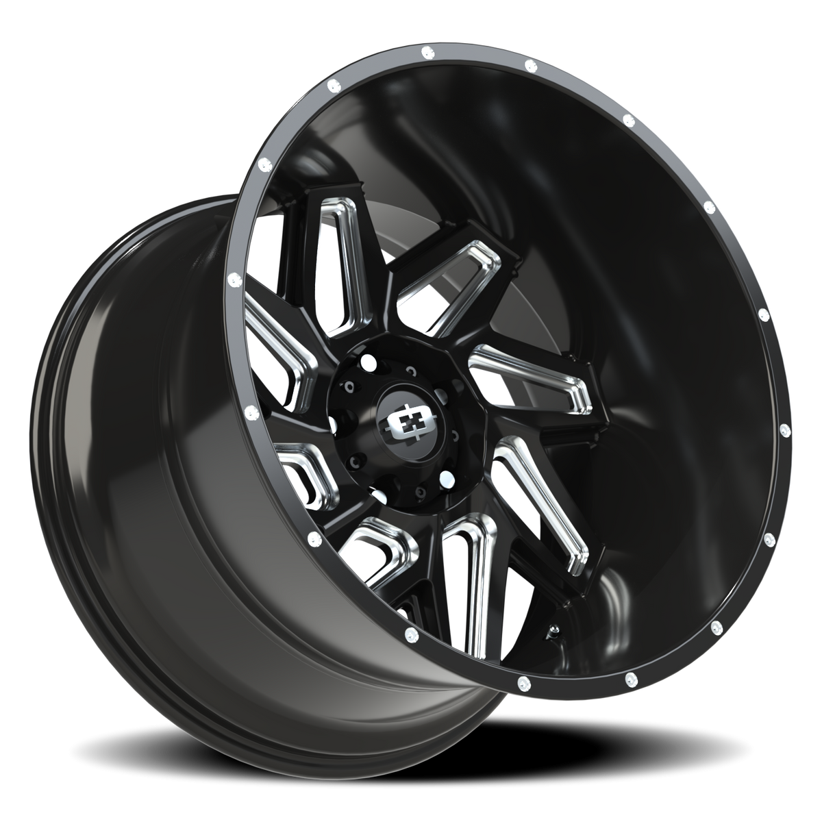 Vision Wheel 361 Gloss Black Milled Spoke 22x14 -76 5x139.7mm 108mm - Wheelwiz