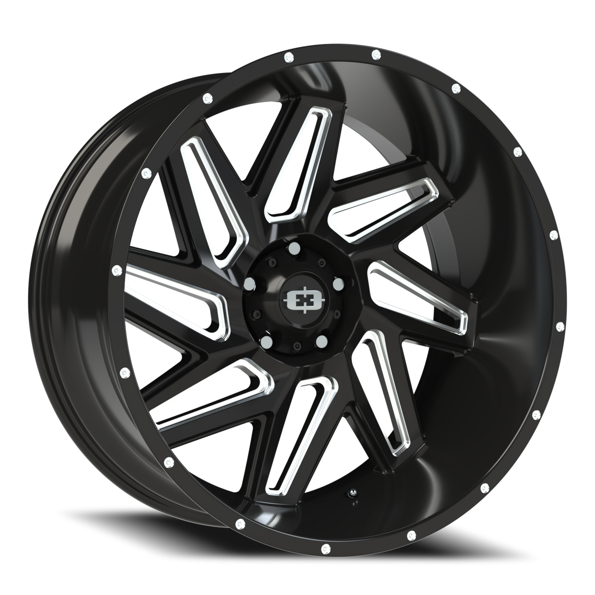 Vision Wheel 361 Gloss Black Milled Spoke 24x12 -51 5x139.7mm 108mm - Wheelwiz