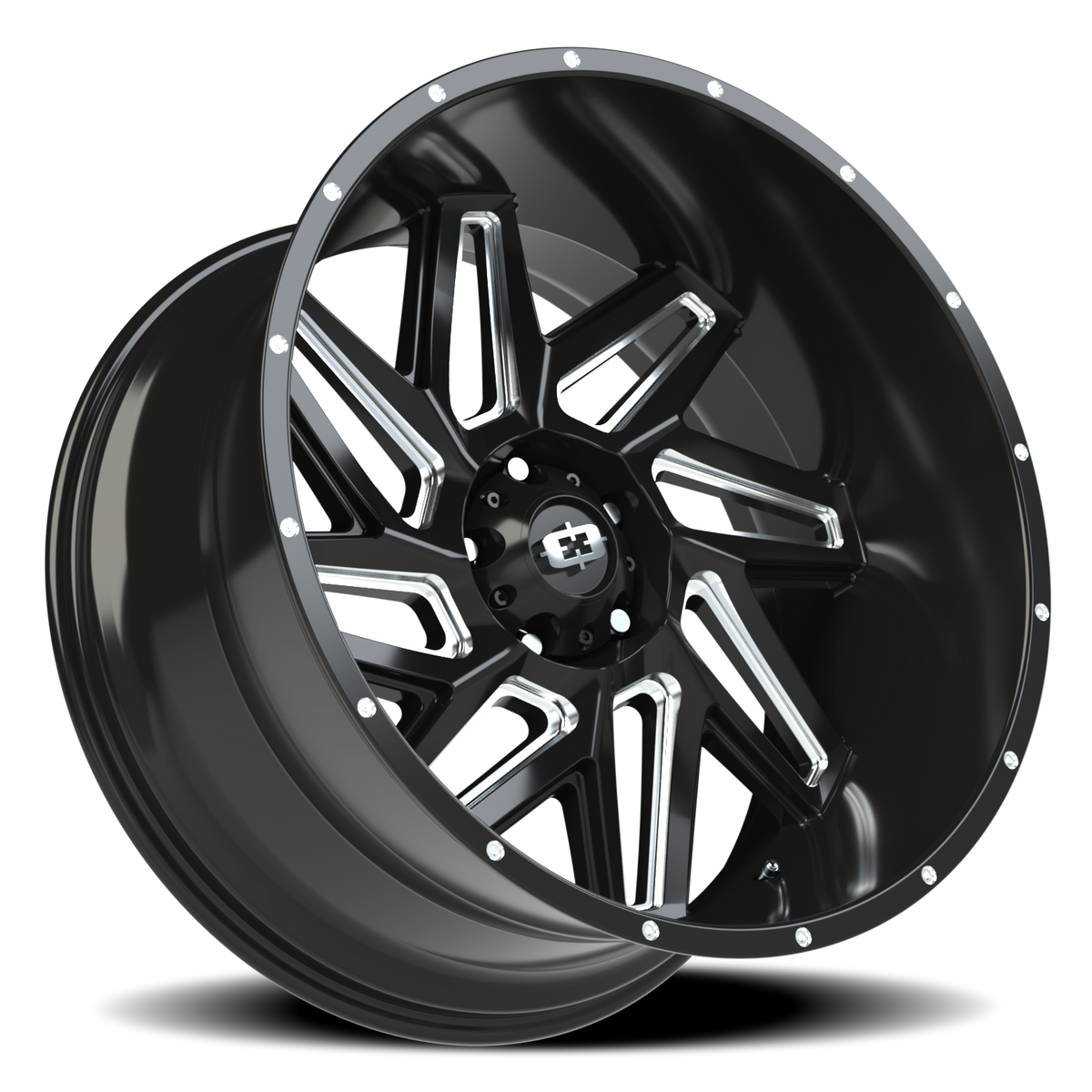 Vision Wheel 361 Gloss Black Milled Spoke 24x12 -51 5x139.7mm 108mm - Wheelwiz
