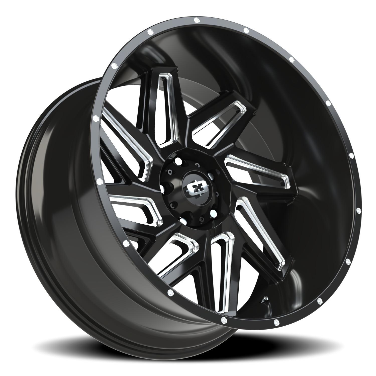 Vision Wheel 361 Gloss Black Milled Spoke 24x12 -51 5x139.7mm 108mm - Wheelwiz