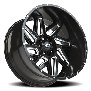 Vision Wheel 361 Gloss Black Milled Spoke 24x12 -51 5x139.7mm 108mm - Wheelwiz